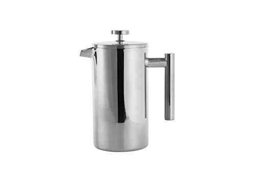 ECHTWERK French Press aus Edelstahl, Doppelwandig isolierte Thermo Kaffeepresse, Kaffeebereiter mit Pressfilter für zu Hause Camping und Büro, Silber-Edition, 800 ml von ECHTWERK