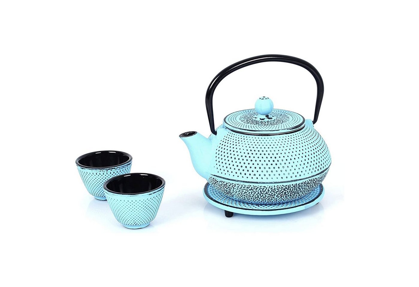 ECHTWERK Geschirr-Set Teeservice im Vintage-Design (4-tlg), Gusseisen, Teekanne 0,8L, Sieb abnehmbar, Teebereiter, Untersetzer + 2 Teetassen von ECHTWERK