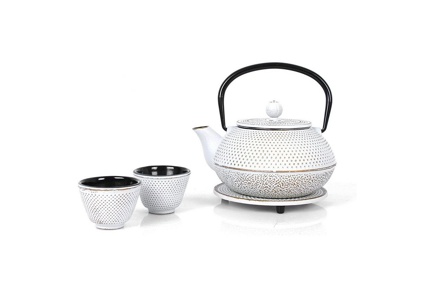 ECHTWERK Geschirr-Set Teeservice im Vintage-Design (4-tlg), Gusseisen, Teekanne 1,1L, Sieb abnehmbar, Teebereiter, Untersetzer + 2 Teetassen von ECHTWERK