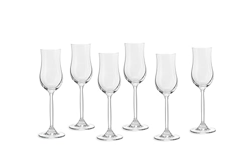 ECHTWERK Grappa-Gläser 6er Set, 120 ml - Obstler Gläser, Robuste Likörgläser mit tulpenförmiger Form und langem Stiel, für Digestifs zum Dessert & Käse, spülmaschinenfest, 19,3 x 5,2 cm von ECHTWERK