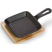 ECHTWERK Grillpfanne "quadratische Auflaufform mit Servierbrett", Gusseisen, (Set, 2 tlg.), Servierbrett, Grillstreifen, Bereits eingebrannt, Für Backöfen & Grill von ECHTWERK