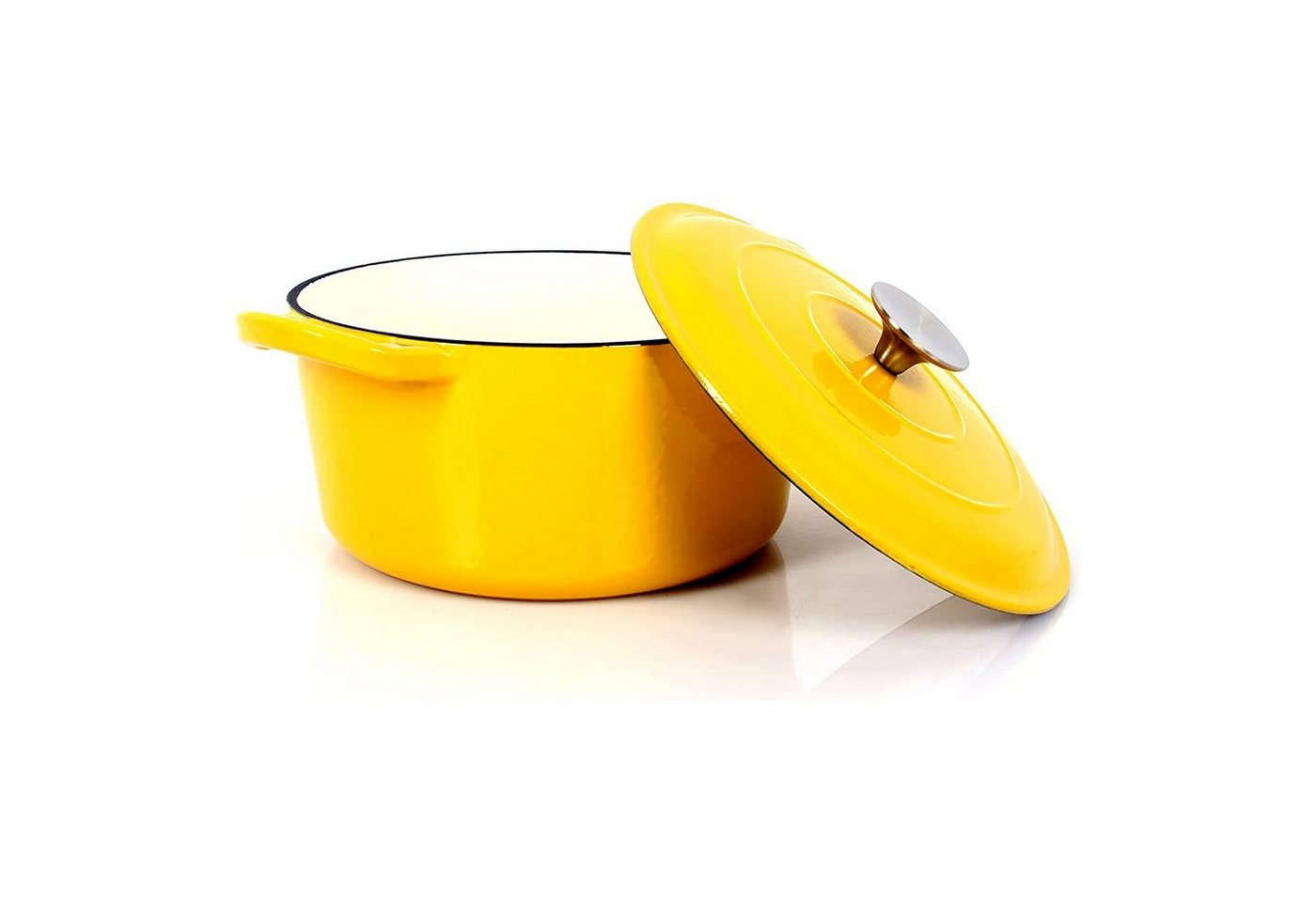 ECHTWERK Kochtopf, Gusseisen (Schmortopf aus Gusseisen), Emaille-Beschichtung, Bräter mit Deckel von ECHTWERK