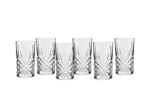 ECHTWERK Longdrink Gläser Set 6-teilig, 350 ml - Robuste Highball Gläser in Schliffoptik mit Reliefstruktur, bleifrei, spülmaschinenfest, 13,8 x 7,7 cm von ECHTWERK