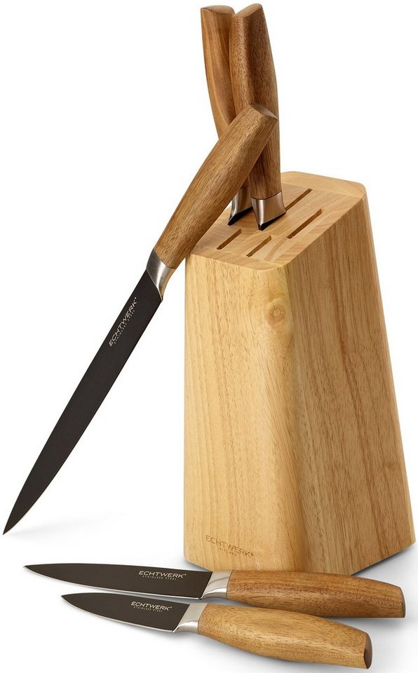 ECHTWERK Messer-Set Classic (Set, 6-tlg), aus hochwertigem Stahl, Messerblock aus Pakkaholz, Black-Edition von ECHTWERK