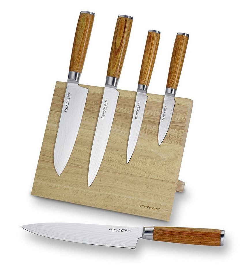 ECHTWERK Messer-Set Damastmesser Set 5tlg. Inkl. Magnet‐Messerblock aus Holz ECHTWERK Messer-Set Damastmesser Set 5tlg. Inkl. Magnet‐Messerblock aus Holz von ECHTWERK