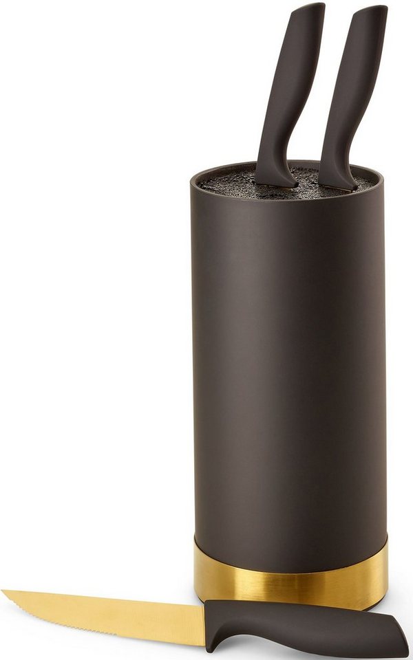 ECHTWERK Messerblock (4tlg), Messer Set 4tlg mit Borsteneinsatz 11 cm x 22 cm, inkl. 3 Kochmessern von ECHTWERK