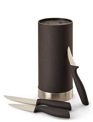 ECHTWERK Messerblock mit Borsteneinsatz |Küchenmesser Set 4tlg | Universalmesser | Schälmesser | Gemüsemesser | Messer aus Klingenstahl | Silber-Edition, EW-MB-0393 von ECHTWERK