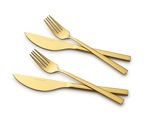 ECHTWERK Pizzabesteck-Set, Pizzaset, Steakbesteck, Essbesteck 4-teilig für bis zu 2 Personen, Mit 2 Pizzamessern und 2 Pizzagabeln aus Edelstahl, Gold-Edition, EW-PK-2203G ECHTWERK Pizzabesteck-Set, Pizzaset, Steakbesteck, Essbesteck 4-teilig für bis zu 2 Personen, Mit 2 Pizzamessern und 2 Pizzagabeln aus Edelstahl, Gold-Edition, EW-PK-2203G von ECHTWERK