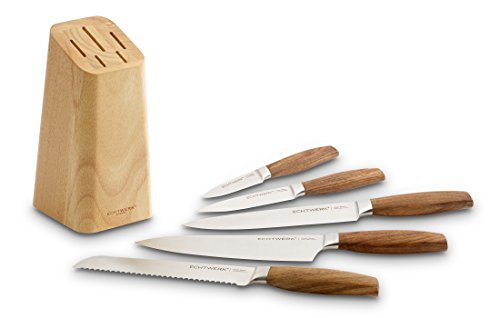 Echtwerk Küchenmesser-Set Classic-Edition aus hochwertigem Stahl, 6-teiliges Messerset mit Holzblock aus Pakkaholz, Küchenmesser-Set, Spezialstahl, Extrem scharf von ECHTWERK