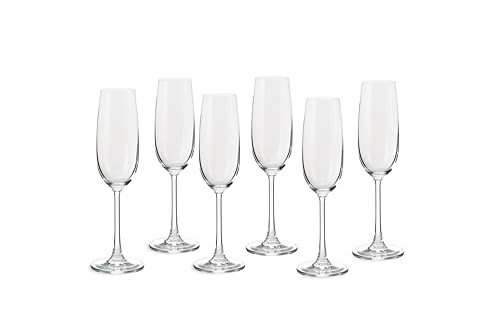 ECHTWERK Sekt-/Champagnergläser 6er Set, 210 ml - Prosecco Gläser, Sektflöten, Robuste Kelche mit langgezogenem Stiel, schmaler Öffnung und breitem Fuß, zeitloses Design, 22,9 x 7 cm von ECHTWERK