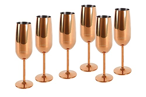 ECHTWERK Sektglas, Champagnerglas, Sektkelche aus Edelstahl, Unzerbrechliche Gläser, Partygläser für Hochzeit/Geburtstag/Picknick, Geschenkset, 6-tlg, 250 ml, Kupfer-Edition von ECHTWERK