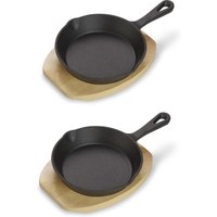 ECHTWERK Servierpfanne "2x Pfännchen" Gusseisen Set, 2 Stk. tlg. inkl. dekorativem Servierbrett, bereits eingebrannt von ECHTWERK