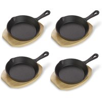 ECHTWERK Servierpfanne "4x Pfännchen" Gusseisen Set, 4 Stk. tlg. inkl. dekorativem Servierbrett, bereits eingebrannt von ECHTWERK