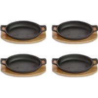 ECHTWERK Servierpfanne "4x Servierschale "BIG"" Gusseisen Set, 4 Stk. tlg. inkl. dekorativem Servierbrett, bereits eingebrannt von ECHTWERK