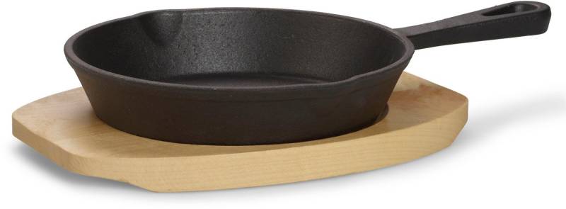 ECHTWERK Servierpfanne Pfännchen, Gusseisen (1-tlg), inkl. dekorativem Servierbrett, bereits eingebrannt von ECHTWERK