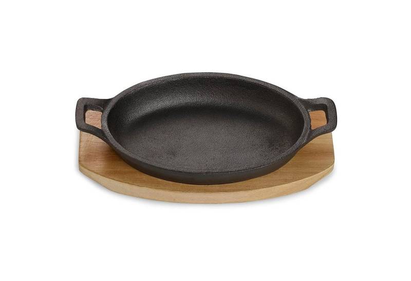 ECHTWERK Servierpfanne kleine Grillpfanne, Gusseisen (2-tlg., Servierschale inkl. Servierbrett), Big-Edition, Bereits eingebrannt von ECHTWERK