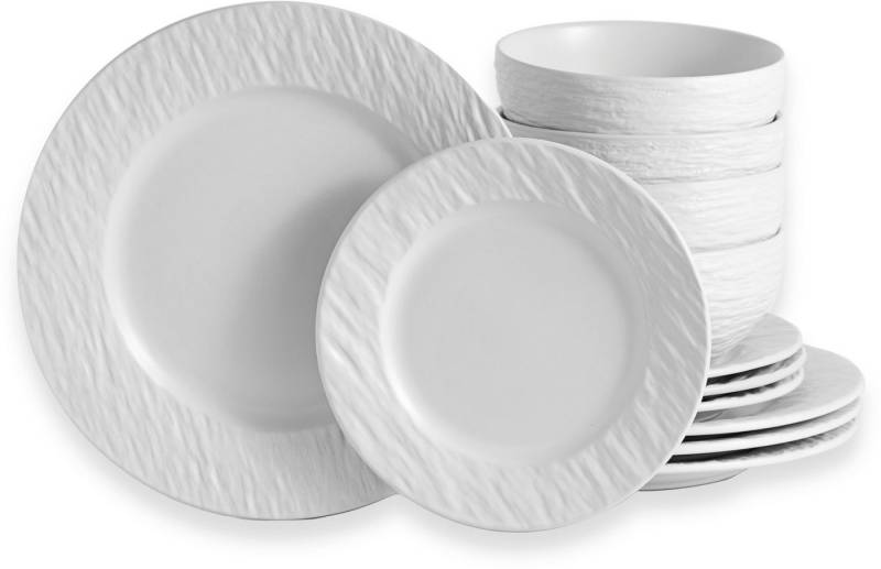 ECHTWERK Tafelservice "New Modern" (12-tlg), 4 Personen, Steinzeug, Modernes Geschirrset in Schiefer-Optik, hochwertige Stoneware von ECHTWERK