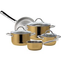 ECHTWERK Topf-Set "Gold-Edition", Edelstahl 18/8, (Set, 8 tlg., je 1 Kochtopf 16/20/24 cm, Kasserolle 16 cm, Bratpfanne 24 cm) von ECHTWERK