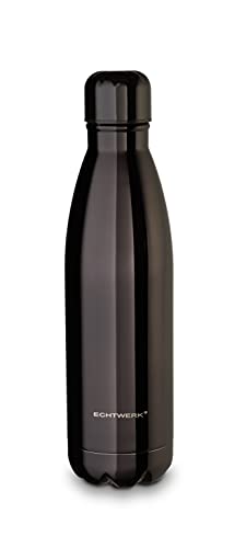 ECHTWERK Trinkflasche Shiny, Black-Edition, Thermosflasche, Isolierflasche, BPA-frei, Auslaufsicher, Bruchsicher, Flasche für Sport/Uni/Schule/Outdoor, 500 ml von ECHTWERK
