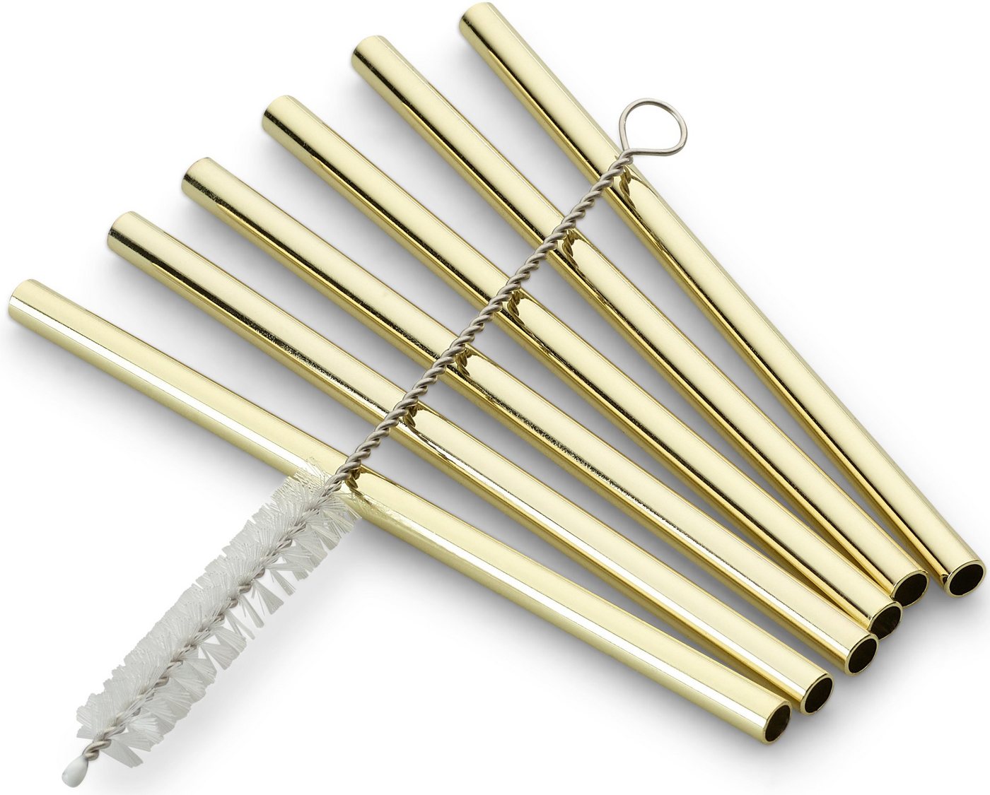 ECHTWERK Trinkhalme Small, (Set, 7-tlg), aus Edelstahl inkl. Reinigungsbürste, (Trinkhalm: 12cm,Bürste: 13, cm) von ECHTWERK