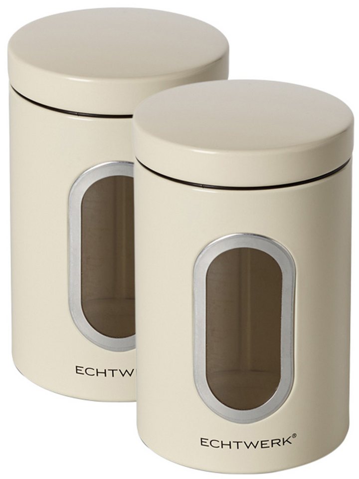 ECHTWERK Vorratsdose Aufbewahrungsdosen-Set, Metall, (Set, 2-tlg), für Mehl, Müsli, Kaffee oder Zucker, Klick-Deckel, großes Sichtfenster von ECHTWERK