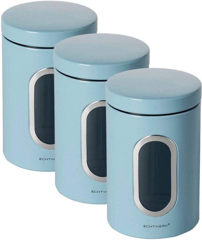 ECHTWERK Vorratsdose Aufbewahrungsdosen-Set, Metall, (Set, 3-tlg), für Mehl, Müsli, Kaffee oder Zucker, Klick-Deckel, großes Sichtfenster von ECHTWERK