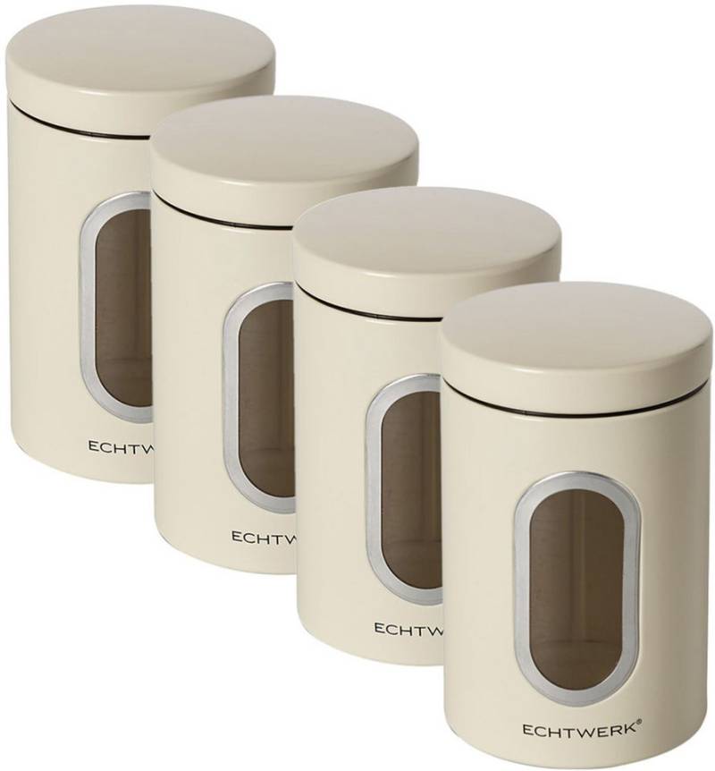 ECHTWERK Vorratsdose Aufbewahrungsdosen-Set, Metall, (Set, 4-tlg), für Mehl, Müsli, Kaffee oder Zucker, Klick-Deckel, großes Sichtfenster von ECHTWERK