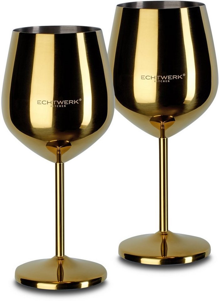ECHTWERK Weinglas, Edelstahl, PVD Beschichtung, 2-teilig, 0,5 Liter von ECHTWERK