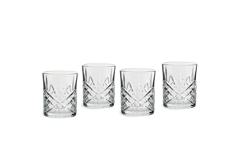 ECHTWERK Whisky Gläser Set 4-teilig, 330 ml - Rum Gläser, Robuste Kristallglas Tumbler in Schliffoptik mit Reliefstruktur, bleifrei, spülmaschinenfest, 9,8 x 8,2 cm von ECHTWERK