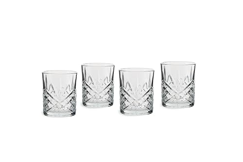ECHTWERK Whisky Gläser Set 4-teilig, 330 ml - Rum Gläser, Tumbler in Schliffoptik im Kristal-Design mit Reliefstruktur, bleifrei, spülmaschinenfest, 9,8 x 8,2 cm von ECHTWERK