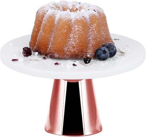 ECHTWERK stilvolle Tortenplatte aus Marmor, mit Standfuß, zum Servieren von Speisen, Obst, Käse und Desserts, für Party oder Hochzeit, Kupfer-Edition, Ø 22 cm von ECHTWERK