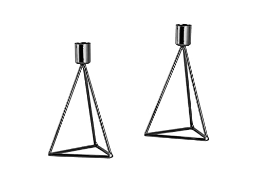 ECHTWERK 2-teiliges Teelicht-/ Kerzenhalter Set Modern Small, Black-Edition, Geometrisches Design, Votiv Kerzenhalter für Wohnzimmer/Esstisch, Tischdeko für Hochzeiten, 9,5 x 9,5 x 16,5 cm von ECHTWERK