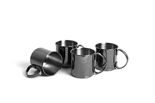 ECHTWERK 4-teiliges Kupferbecher-Set, Bruchsichere Edelstahl-Gläser, Cocktail-Set, Cocktailgläser perfekt für Gin, Vodka, Bier und Kaltgetränke, Geschenkset, Black-Edition, 480 ml von ECHTWERK