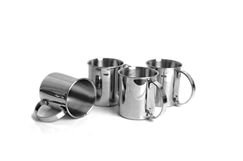 ECHTWERK 4-teiliges Kupferbecher-Set, Bruchsichere Edelstahl-Gläser, Cocktail-Set, Cocktailgläser perfekt für Gin, Vodka, Bier und Kaltgetränke, Geschenkset, Silber-Edition, 1000 ml von ECHTWERK