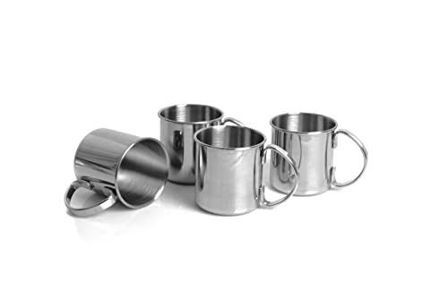 ECHTWERK 4-teiliges Kupferbecher-Set, Bruchsichere Edelstahl-Gläser, Cocktail-Set, Cocktailgläser perfekt für Gin, Vodka, Bier und Kaltgetränke, Geschenkset, Silber-Edition, 480 ml von ECHTWERK