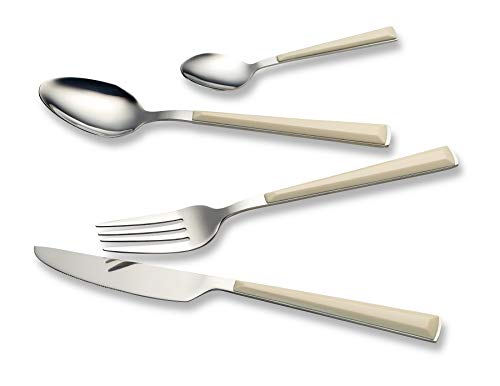 Echtwerk Besteck Set "Basic" mit Kunststoffgriffen, 24-teilig, Für bis zu 6 Personen, Edelstahl 18/0, Creme von ECHTWERK