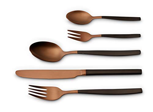 Echtwerk EW-BS-3335B Tafelbesteck Positano Due-Bronze/Black Edition, 30-teilig, für 6 Personen, Messer aus Klingenstahl, Inkl. Präsentschachtel, Stainless Steel von ECHTWERK