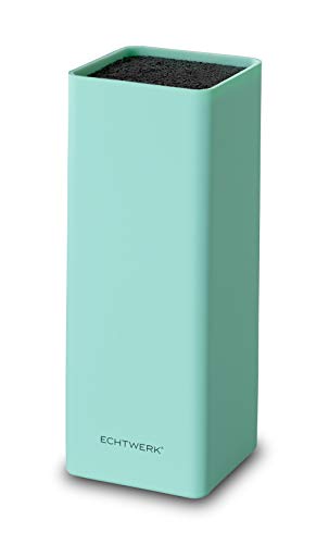 Echtwerk Universal-Messerblock Square, Messerhalter, Küchenmesser-Organizer, praktischer Messerständer, platzsparende Messeraufbewahrung mit Borsteneinsatz, flexibel bestückbar, hellblau, 30 cm von ECHTWERK
