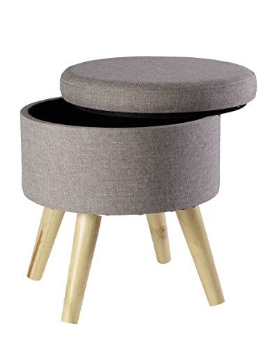 ECHTWERK Sitzhocker Max, Sitztruhe, Sitzwürfel, rund, mit Stauraum, Deckel abnehmbar, gepolsterte Sitzfläche, Holzfüße, grau, 32 x 32 x 39 cm von ECHTWERK