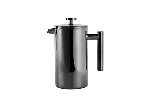 ECHTWERK French Press aus Edelstahl, Doppelwandig isolierte Thermo Kaffeepresse, Kaffeebereiter mit Pressfilter für zu Hause Camping und Büro, Black-Edition, 800 ml von ECHTWERK