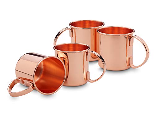 Echtwerk Kupferbecher-Set, Edelstahl-Gläser, Cocktail-Set, Cocktailgläser perfekt für Gin, Vodka, Bier und Kaltgetränke, Geschenkset, 4x Kupferbecher 450 ml von ECHTWERK