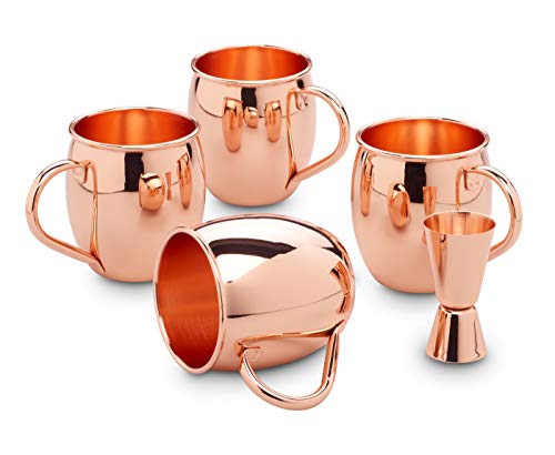 Echtwerk Kupferbecher-Set, Edelstahl-Gläser, Cocktail-Set, Cocktailgläser perfekt für Gin, Vodka, Bier und Kaltgetränke, Geschenkset, 4x Kupferbecher 500 ml, 1x Jigger 2 cl/4 cl, Silber Echtwerk Kupferbecher-Set, Edelstahl-Gläser, Cocktail-Set, Cocktailgläser perfekt für Gin, Vodka, Bier und Kaltgetränke, Geschenkset, 4x Kupferbecher 500 ml, 1x Jigger 2 cl/4 cl, Silber von ECHTWERK