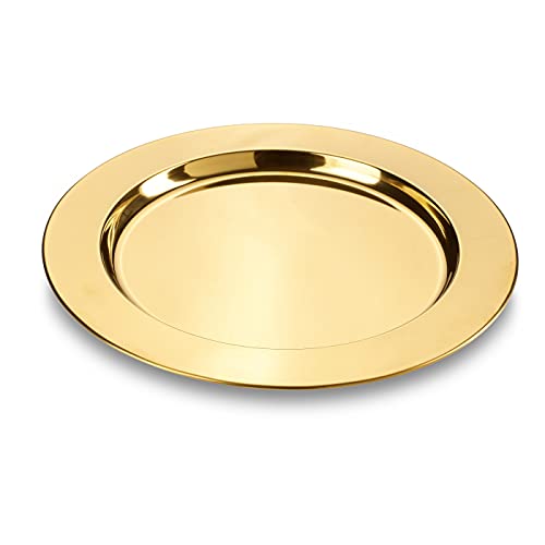 Echtwerk Platzteller/ Servierteller Set "Shiny", Unterteller aus hochwertigem Edelstahl, Edelstahlteller, Dekoteller für Hochzeiten, Servierplatte, Tischset, Ø 33,2 cm, Gold-Edition, 2 teilig von ECHTWERK