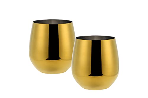 Echtwerk Weingläser, 2-tlg Rotweingläser, Trinkbecher aus Edelstahl, Unzerbrechliche Trinkgläser, Bruchsichere Gläser, Gold-Edition, 500 ml von ECHTWERK