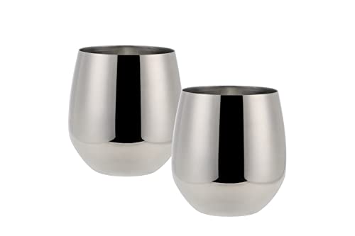 Echtwerk Weingläser, 2-tlg Rotweingläser, Trinkbecher aus Edelstahl, Unzerbrechliche Trinkgläser, Bruchsichere Gläser, Silber-Edition, 500 ml von ECHTWERK