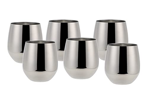Echtwerk Weingläser, 6-tlg Rotweingläser, Trinkbecher aus Edelstahl, Unzerbrechliche Trinkgläser, Bruchsichere Gläser, Silber-Edition, 500 ml von ECHTWERK