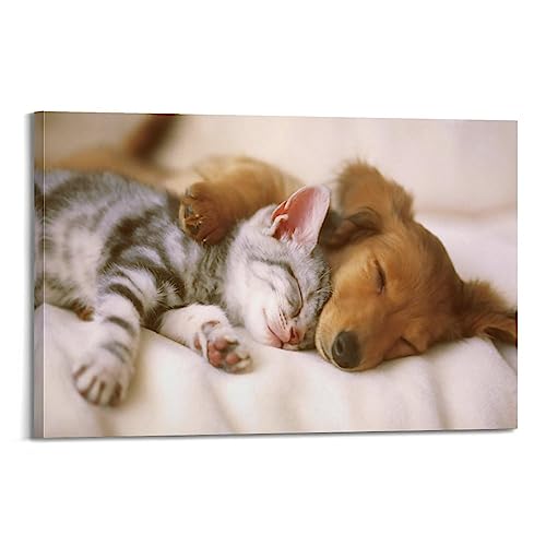 ECHUN Tierposter Katze und Hund, dekorative Leinwand, Wand- und Kunstbild, Gemälde, 40 x 60 cm ECHUN Tierposter Katze und Hund, dekorative Leinwand, Wand- und Kunstbild, Gemälde, 40 x 60 cm von ECHUN