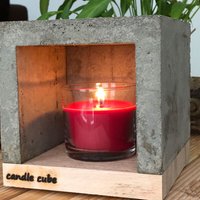 Candle cube© Kleiner Teelicht Tisch-Kamin Ofen Stövchen Kerzen-Heizung Teelichtofen Heizwürfel mit Duftkerze Strawberry Love von ECI TOOLS