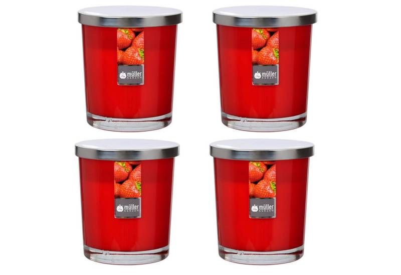 ECI Tools Duftkerze Maxi Duft-Kerzenglas 110/95 mm mit Deckel, Set 4 Stck Strawberry Love (4er Set) von ECI Tools