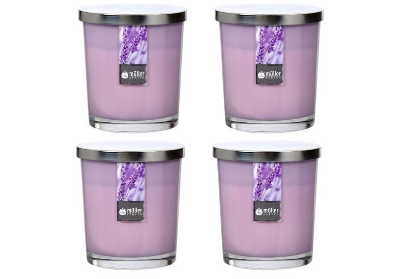 ECI Tools Duftkerze Maxi Duft-Kerzenglas 110/95 mm mit Deckel, Set 4 Stck Lavender Fields (4er Set, 4 Kerzen im Set), 45 h Brenndauer von ECI Tools